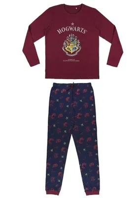 Buy Harry Potter Hogwarts Logo Nightwear Pyjamas - Ladies Large* (Medium) - Red/Blue • 12£