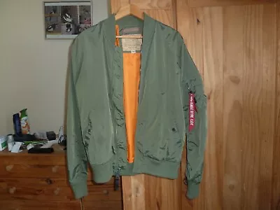 Buy ALPHA INDUSTRIES Men's MA1 TT Slim Fit Green Flight / Bomber Jacket Large L • 55£