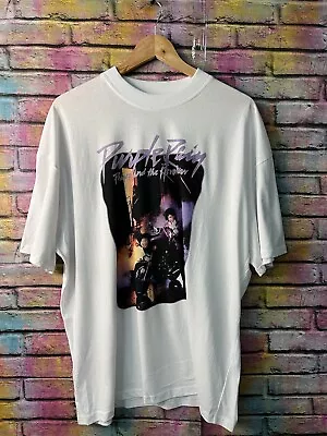 Buy Prince And The Revolution Unisex Band Tee White T-Shirt Purple Rain L Oversized • 16£
