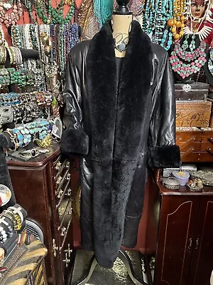 Buy Maxima Bergdorf Goodman Sherpa Lined Leather Long Heavy Coat MEDIUM • 331.53£