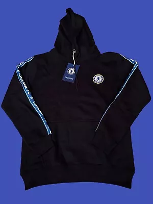 Buy Chelsea FC Official Women's Tape Hoodie Black Size UK14 BNWT £45 • 22£