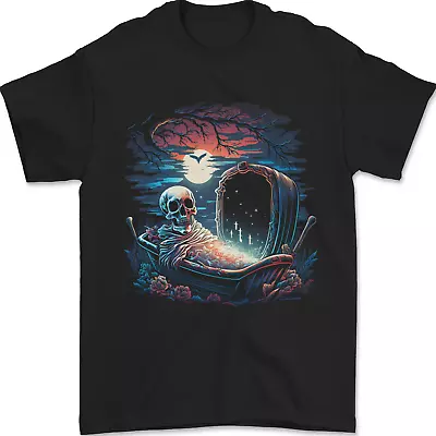 Buy A Coffin And Skeleton In A Graveyard Halloween Mens T-Shirt 100% Cotton • 8.49£