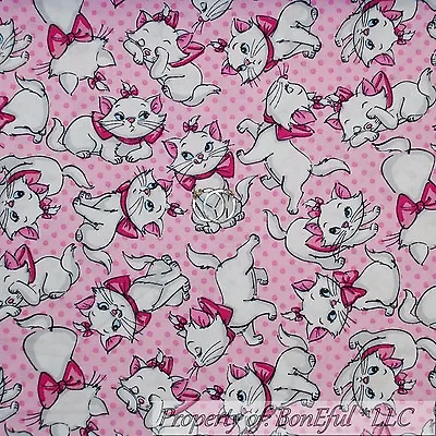 Buy BonEful FABRIC FQ Cotton Quilt Pink White Aristocat Disney Kitten Cat Paris Dot • 9.03£