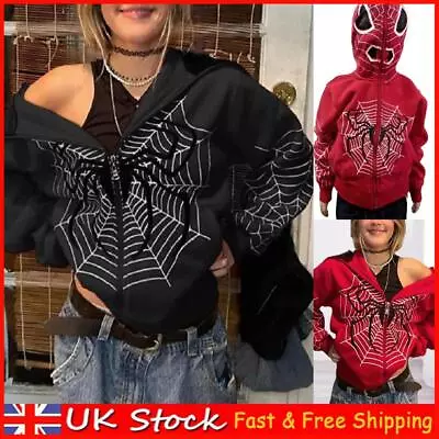 Buy Ladies Oversized Hoodies Spider Pattern Casual Clothes Gothic Style Daily Outfit • 17.60£