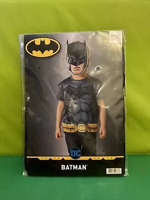 Buy Kids Batman Costume Tee T Shirt & Mask  104-116cm Super Hero Fancy Dress • 5.99£