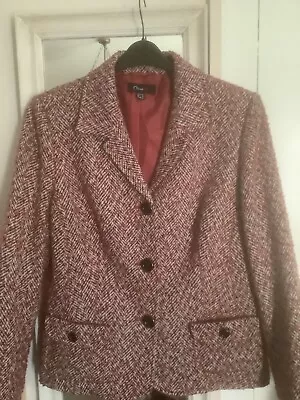 Buy Oscar B. Red And Black Tweed Design Jacket Size 16 • 5£