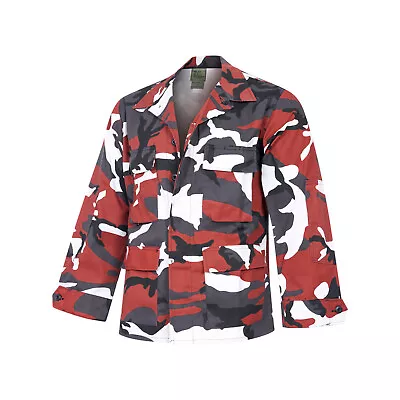 Buy Army Shirt US BDU Combat Jacket Original Red Urban Camo Military Fancy Dress Top • 34.99£