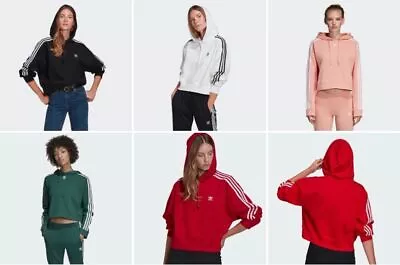Buy Adidas Originals Women's Trefoil Crop Hoodie Hooded Sweatshirt • 17.99£