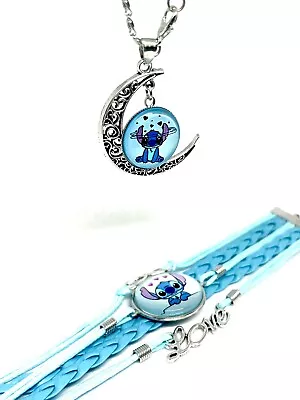 Buy Lilo & And Stitch Bead Bracelet Bangle With Necklace Jewellery Set Pendant Ohana • 7.99£