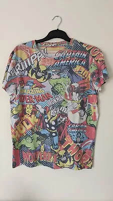 Buy Marvel  Comics T Shirt  Size L Short Sleeve  Used Condition Got Wear Shown In Pi • 5.50£