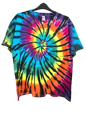 Buy Unisex Hand Dyed Classic Spiral Tie Dye T Shirt Festival Beach Summer UK New 2XL • 15£