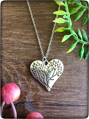Buy NEW Silver Colour Heart Tree Of Life Rustic Trees Nature Leaves Boho Necklace • 15.99£