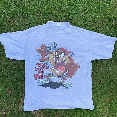 Buy Vintage Taz Looney Tunes 90s T-shirt Cartoon  Space Jam Tasmanian Devil • 38£