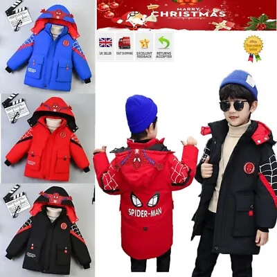 Buy NEW For Kids Boys Spiderman Hooded Jacket Winter Coat Parka Outerwear Pre-winter • 19.99£