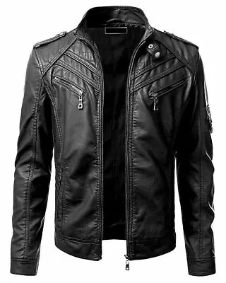 Buy Men’s Vintage Cafe Racer Black Genuine Leather Slim Fit Real Retro Biker Jacket • 64.99£