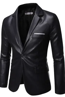 Buy 2023 New Autumn And Winter Men's Luxury Suit Fashion Set Jacket Slim Fit Pu Coat • 88.19£