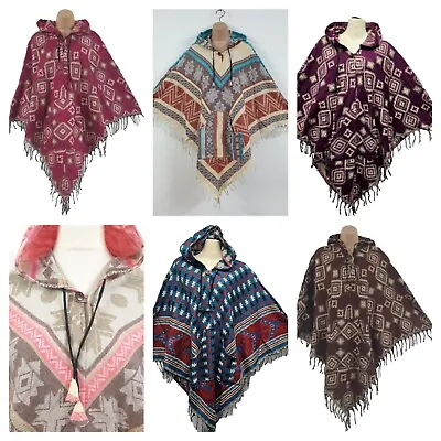 Buy Hooded Poncho Warm Autumn Winter Wrap Cape Shawl Hoodie Jacket Pocket One Size • 21.99£