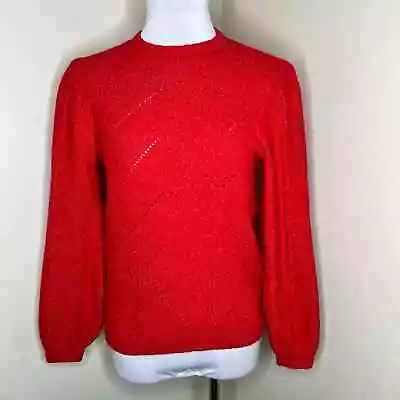 Buy Lucky Brand Stitch Mock Neck Sweater XS Red Pullover Bishop Sleeve Knit Winter • 23.67£
