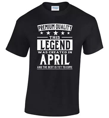 Buy Men's T-Shirt Legend Birthday April 90th 80th 60th Gift Present December August • 10.95£