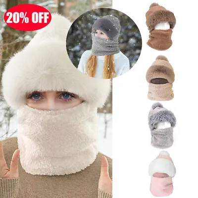 Buy Winter Hat Scarf Hooded Scarf Winter Ski Face Neck Warmer Hood Hat • 5.27£