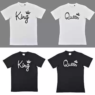 Buy King Queen Mens Womens High Quality T Shirt Short Sleeve Unisex Couple Matching • 8.40£