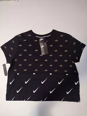 Buy Nike Women's T Shirts L Pullover Mid Size Short Sleeve Crew Neck Black Graphic • 17.52£