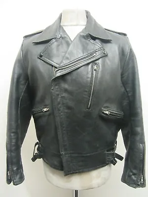 Buy Vintage 50's Mascot Leather Motorcycle Jacket Size M Lightning Zips Black Knight • 149£