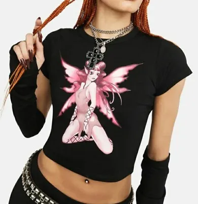 Buy Current Mood Goth Grunge Emo Purest Pink Pixie Fairy Graphic Tee T-shirt XXL • 25£
