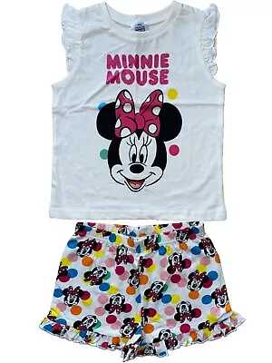Buy New Girls Disney Minnie Mouse Pyjamas. Top And Shorts.4-5yrs • 6.95£