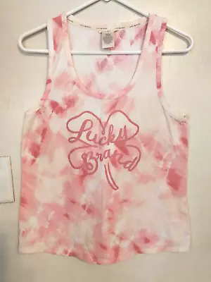 Buy Lucky Brand Womens Tank Top L Sleeveless Shirt Pink White Blouse Tie Dye • 19.29£