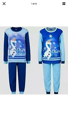 Buy Girls  Disney Frozen Fleece Pyjamas Age 1-2 2-3 3-4 4-5 5-6 7-8 Y Olaf Warm • 9.95£