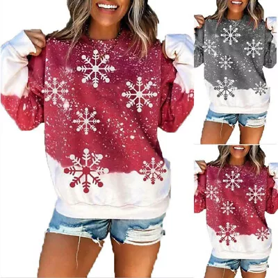 Buy Christmas Hoodie Snowflake Womens Sweatshirt Jumper Santa Xmas Pullover Top • 10.02£
