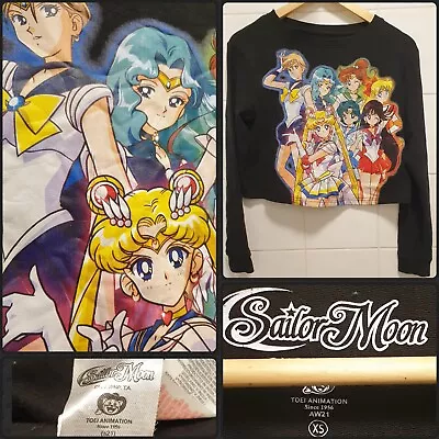 Buy Sailor Moon Magical Girl Anime - Black Print T-Shirt - Long Sleeve Crop UK 6-8 • 13.99£