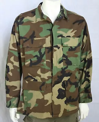 Buy Genuine Surplus Vintage US Army Woodland Camouflage Ripstop BDU Jacket No Badges • 4.99£