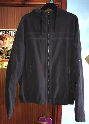 Buy Urban Vintage Mens Black Hooded Lightweight Bomber Jacket  (Size L) • 8£