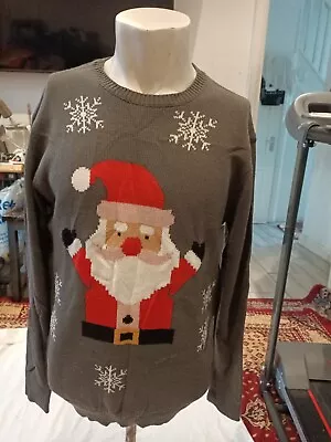 Buy Unisex Santa Christmas Knitted Grey Jumpers Size M To Fit Chest Up To 40Rins • 18£