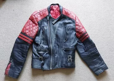 Buy Vintage 1980s Leather Motorbike Jacket Red Black  • 75£