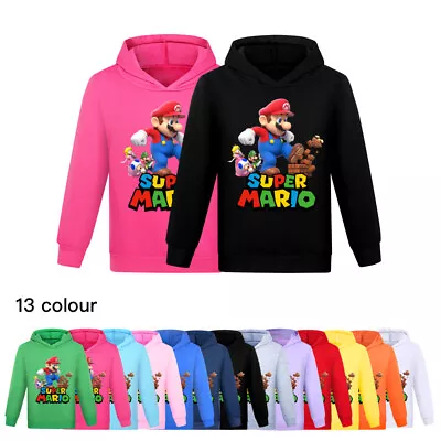 Buy Kids Boys Girls Super Mario Print Casual Hoodie Sweatshirt Pullover Jumper Tops • 9.99£