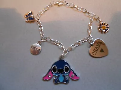 Buy Handmade 19 Cm Lilo And Stitch Character Cable Chain Charm Bracelet-gift Pouch • 4.99£