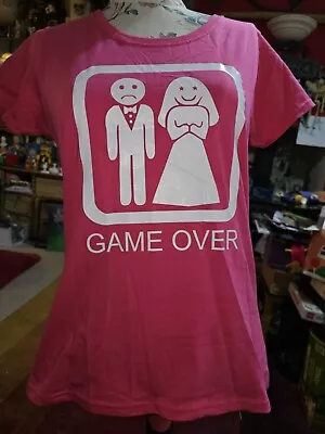 Buy Funny Pink Game Over Wedding Tshirt Hen Do Size Large COMES UP SMALL • 6£
