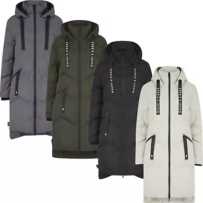 Buy Womens Ladies Long Quilted Padded Winter Coat Hooded Puffer Jacket Zip Pockets • 52.95£