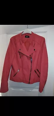 Buy Only Woman Pink Biker Style Jacket Size 38 Would Fit 8-10 • 20£