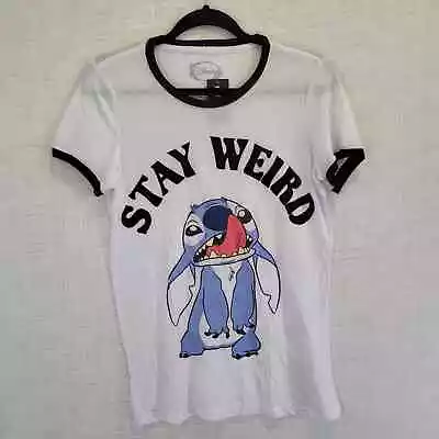 Buy Disney Hot Topic Womens Medium T Shirt Stay Weird Stitch White Short Sleeve NEW • 19.41£