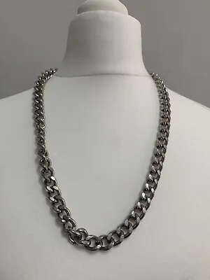 Buy Heavy Chunky 25 Inch Silver Toned Curb Link Chain Necklace Costume Jewellery • 6.49£