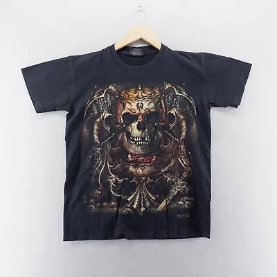Buy Rock Chang T Shirt Medium Black Graphic Print  Skull Gothic Double Sided • 8.37£