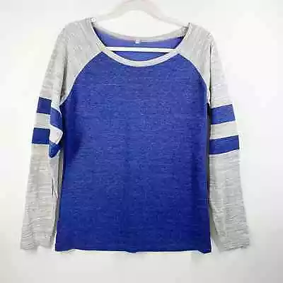 Buy Raglan T-Shirt Blue Gray Top Size Large • 11.34£