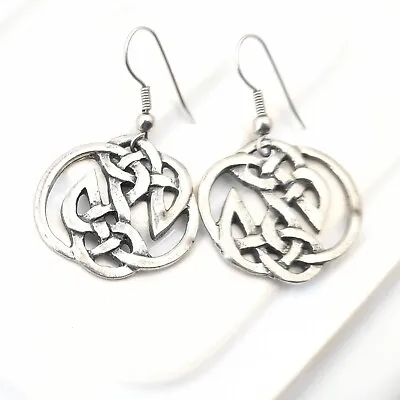 Buy Vintage Celtic Knot Earrings Silver Tone Earrings Scottish Mystical Jewellery • 16£