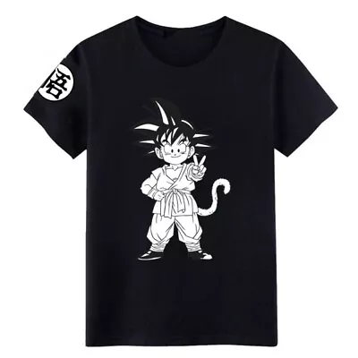 Buy Mens DBZ Anime Little Goku Print Black Short Sleeve T-shirt Gift America Size • 16.79£