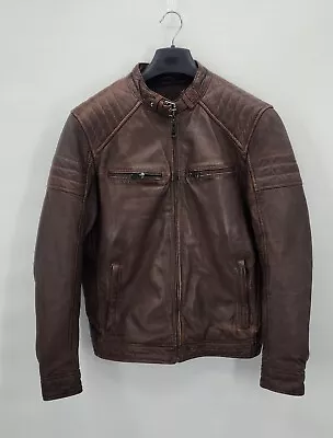 Buy Hide Park Top Grade Vintage Tan Brown Soft Leather Motorbike Jacket Coat Size S • 49.99£