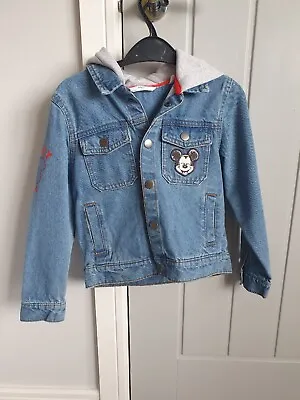 Buy Childs M&S, Mickey Mouse Denim Jacket, AGE 6-7 Years, Disney, VGC, Hooded   • 24.99£